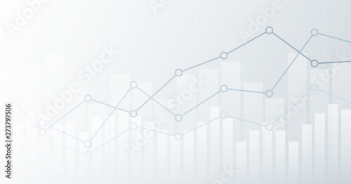 Cuadros en Lienzo Widescreen abstract financial chart with uptrend line graph and candlestick on b