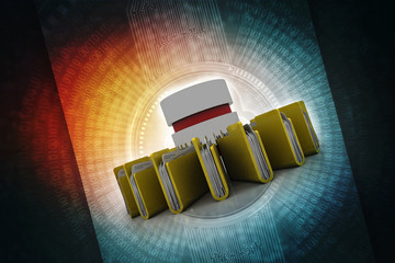 Aufkleber - 3d rendering Folder connected to data