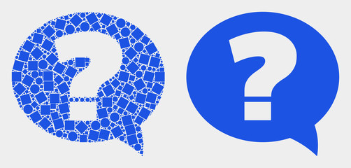 Wall Mural - Dotted and flat question icons. Vector mosaic of question organized of irregular dots and circle dots.