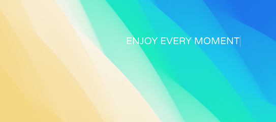 Wall Mural - Enjoy every moment. Wave of ocean on the sandy beach. Nature background. Modern screen design for mobile app and web. Summer vector illustration.