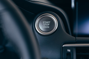 Start stop engine modern new car button