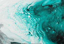 Photography Of Abstract Marbleized Effect Background. Black, Light Turquoise And White Creative Colors. Beautiful Paint
