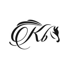 Wall Mural - initials horse logo design KB