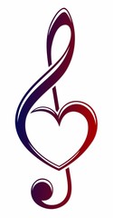 Poster - A symbol of a treble clef with heart.