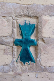 Fototapeta Zwierzęta - Oriental blue, green tile in a brick wall