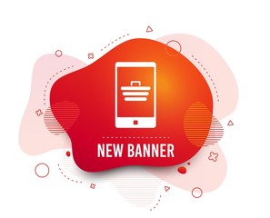 Poster - Fluid badge. Smartphone with shopping cart sign icon. Online buying symbol. Abstract shape. Gradient smartphone icon. Flyer liquid banner. Vector