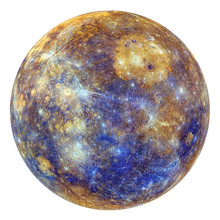 Full Disk Of Mercury Globe From Space Isolated On White Background. Elements Of This Image Furnished By NASA.