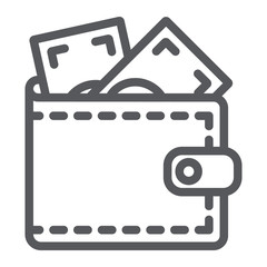 Poster - Wallet line icon, finance and cash, purse sign, vector graphics, a linear pattern on a white background.