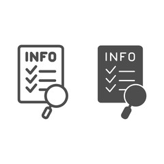 Poster - Paper search line and glyph icon. Search info list vector illustration isolated on white. Document and magnifier outline style design, designed for web and app. Eps 10.