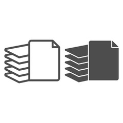 Poster - Stack of paper line and glyph icon. Files vector illustration isolated on white. Pile of documents outline style design, designed for web and app. Eps 10.