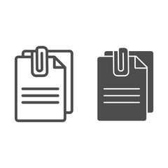Poster - Attached document line and glyph icon. Papers with clip vector illustration isolated on white. Sheets outline style design, designed for web and app. Eps 10.