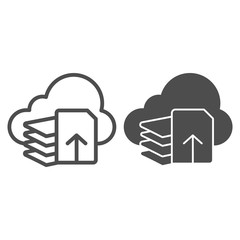 Poster - Download files line and glyph icon. Document download vector illustration isolated on white. List and cloud outline style design, designed for web and app. Eps 10.