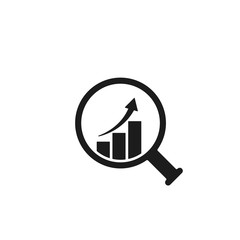 Fototapete - Magnifying glass with bar chart Analytic vector icon