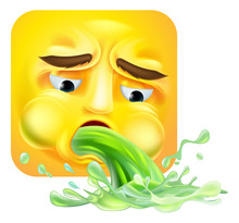 A Sick Vomiting Or Puking Queasy Emoji Or Emoticon Square Face 3d Icon Cartoon Character
