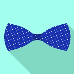 Poster - Blue dotted bow tie icon. Flat illustration of blue dotted bow tie vector icon for web design