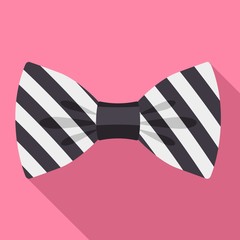 Poster - Black white striped bow tie icon. Flat illustration of black white striped bow tie vector icon for web design