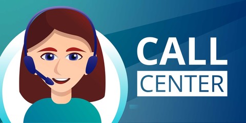 Poster - Call center concept banner. Cartoon illustration of call center vector concept banner for web design