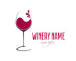 Glass of Wine with splash logo design