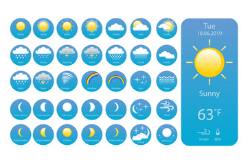 Wall Mural - set weather icons for print, web or mobile app vector eps 10