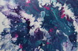 Abstract acrylic pour painting made with hairdryer technique to resemble a tempest at sea, in colors of blue, purple, and white.