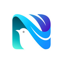 Initial Letter N Logo Design With Bird Shape Inside