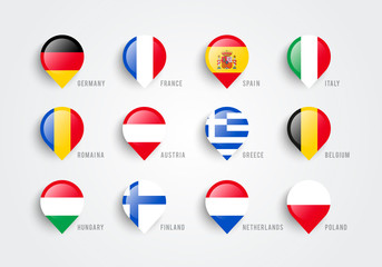 Wall Mural - Vector illustration map pointers with flags of europe