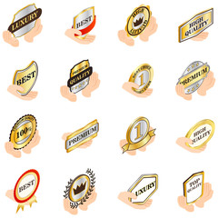 Poster - Capacity icons set. Isometric set of 16 capacity vector icons for web isolated on white background