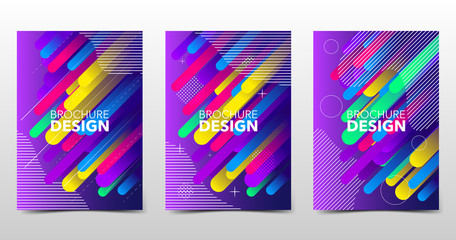 Wall Mural - Set of modern colorful backgrounds with trendy gradients and patterns, colored minimalistic shape composition, brochure design with geometric shapes and lines. Vector, eps10