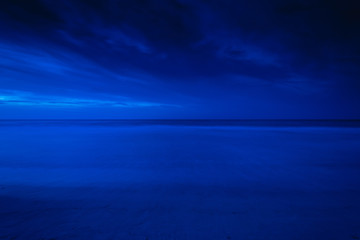 Blue, beach ocean long exposure