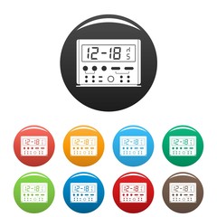 Poster - digital clock icons set 9 color vector isolated on white for any design