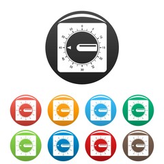 Poster - Timer clock icons set 9 color vector isolated on white for any design