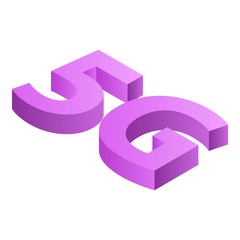 Poster - Pink 5g icon. Isometric of pink 5g vector icon for web design isolated on white background