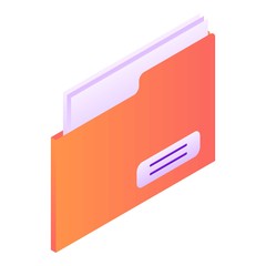 Poster - Red folder icon. Isometric of red folder vector icon for web design isolated on white background