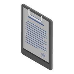 Poster - Document clipboard icon. Isometric of document clipboard vector icon for web design isolated on white background