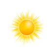 Realistic sun icon for weather design on white background. Vector stock illustration.