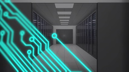 Poster - Digital circuit and server towers