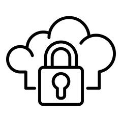 Poster - Cloud data firewall icon. Outline cloud data firewall vector icon for web design isolated on white background