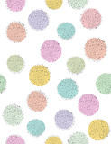 Simple Polka Dots Vector Pattern. Colorful Circles with Tiny Black Irregular Dots Isolated on a White Background. Funny Hand Drawn Abstract Geometric Design. Pastel Color Repeatable Layout.