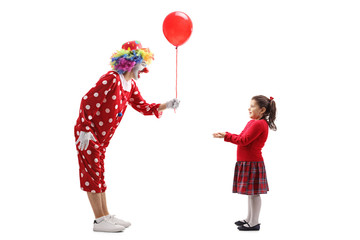 Sticker - Clown giving a balloon to a little girl