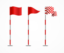 Realistic 3d Detailed Golf Flag Set. Vector