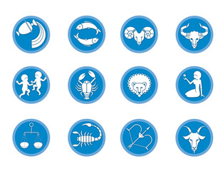 Wall Mural - Set of 12  signs of zodiac.  Horoscope. Prediction of the future. Isolated on white background