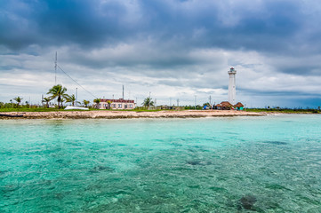 Wall Mural - Lighthouse in Mahahual, Mexico, Yucatan peninsula, Quintana Roo