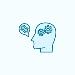 Poster - mechanical brain human field outline icon