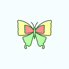 Poster - Color butterfly field outline icon