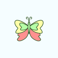 Poster - Color butterfly field outline icon
