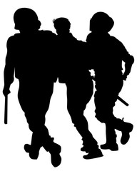 Wall Mural - People of special police force on white background