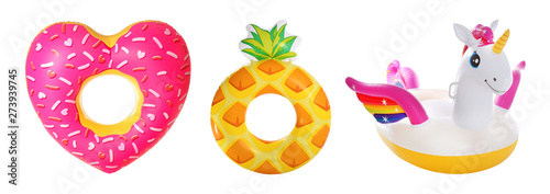 Fotografía Set of bright inflatable rings on white background