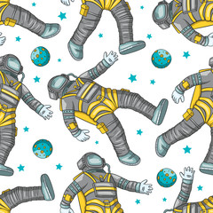 Wall Mural - astronaut vector seamless pattern.