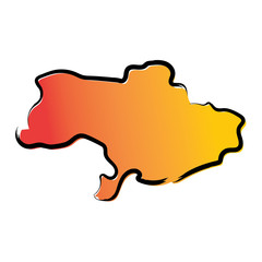 Wall Mural - Stylized yellow red gradient sketch map of Ukraine without Crimea