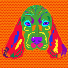 Head Of The Dog Breed Spaniel In Pop Style